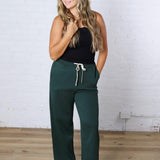 Kassidy Wide Leg Fleece Pants - Pine Grove