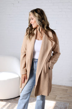 Kate Open Knit Coat - Beige