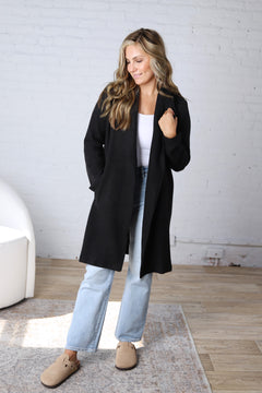 Kate Open Knit Coat - Black