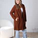 Kate Open Knit Coat - Chestnut