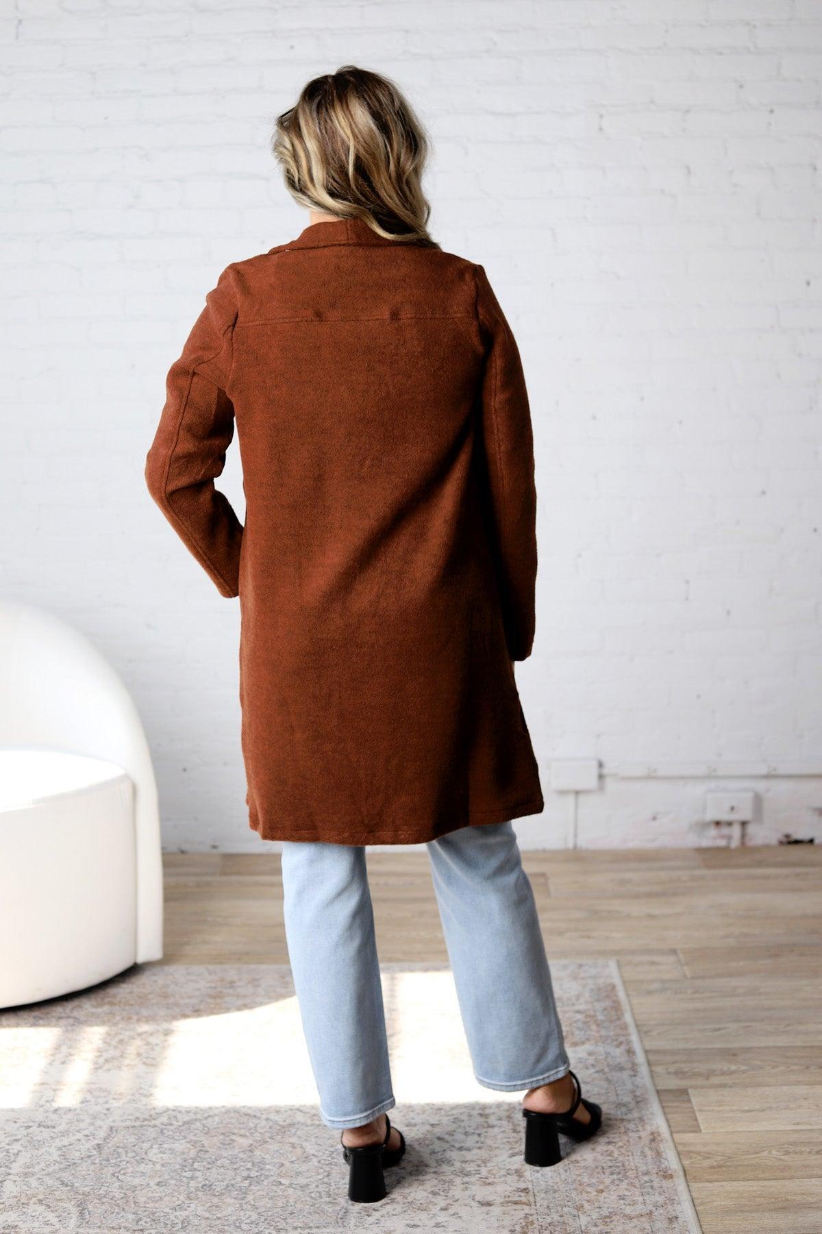 Kate Open Knit Coat - Chestnut FINAL SALE