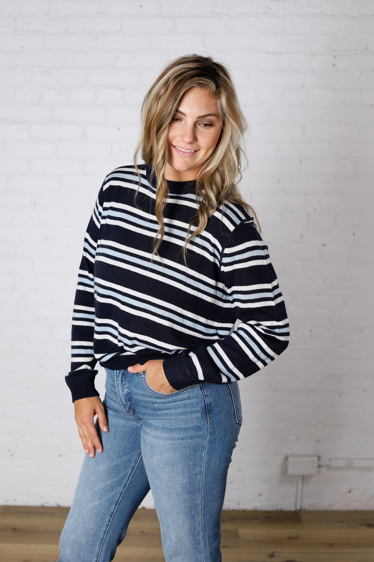 Katia Coastal Stripe Crew Neck Sweater Top
