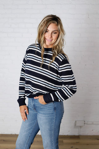 Katia Coastal Stripe Crew Neck Sweater Top