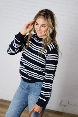 Katia Coastal Stripe Crew Neck Sweater Top