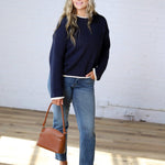 Kavo Boat Neck Oversized Knit - Navy