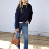 Kavo Boat Neck Oversized Knit - Navy