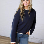 Kavo Boat Neck Oversized Knit - Navy