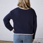 Kavo Boat Neck Oversized Knit - Navy