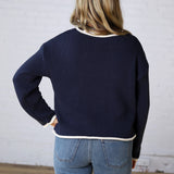 Kavo Boat Neck Oversized Knit - Navy