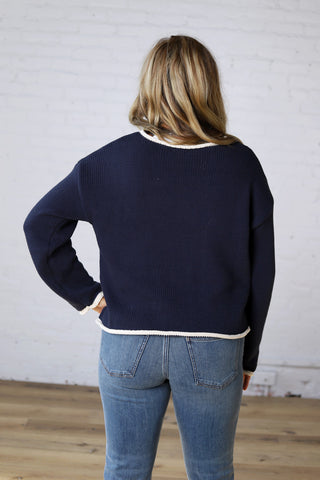 Kavo Boat Neck Oversized Knit - Navy