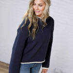 Kavo Boat Neck Oversized Knit - Navy