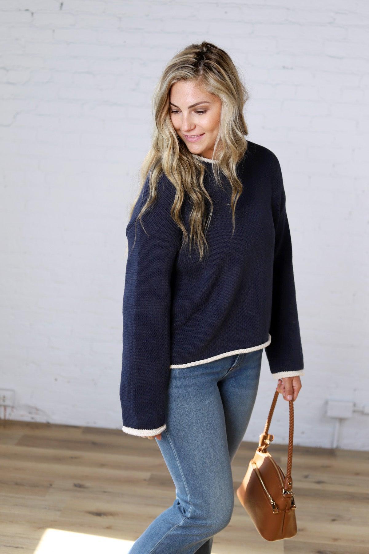 Kavo Boat Neck Oversized Knit - Navy