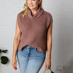 Kaylee Turtleneck Sweater Top - Red Bean