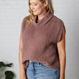 Kaylee Turtleneck Sweater Top - Red Bean