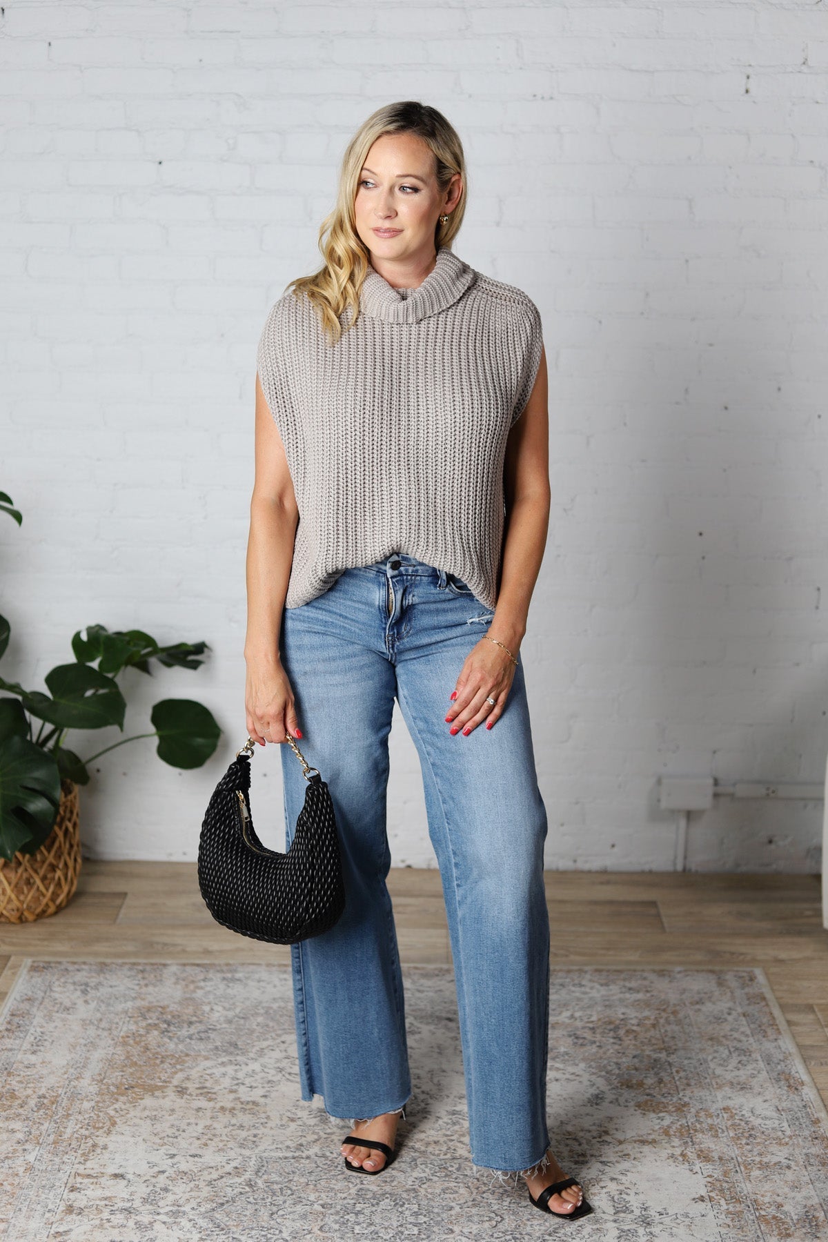 Kaylee Turtleneck Sweater Top - Stone - FINAL SALE