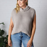 Kaylee Turtleneck Sweater Top - Stone - FINAL SALE