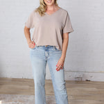Kehlani Woven Airflow V-Neck Blouse - Sand Beige