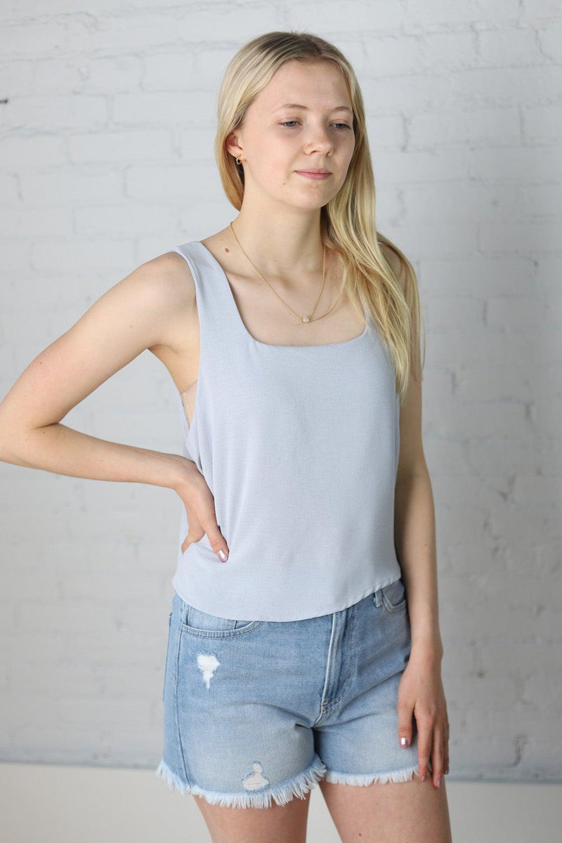 Kenda Sky Blue Sleeveless Crop Blouse - Final Sale