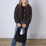 Kendra Button Down Chunky Knit Sweater Cardigan - Espresso