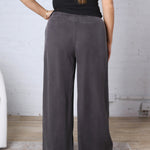 Kenna Sand Washed Tencel Wide Leg Pants - Charcoal Black