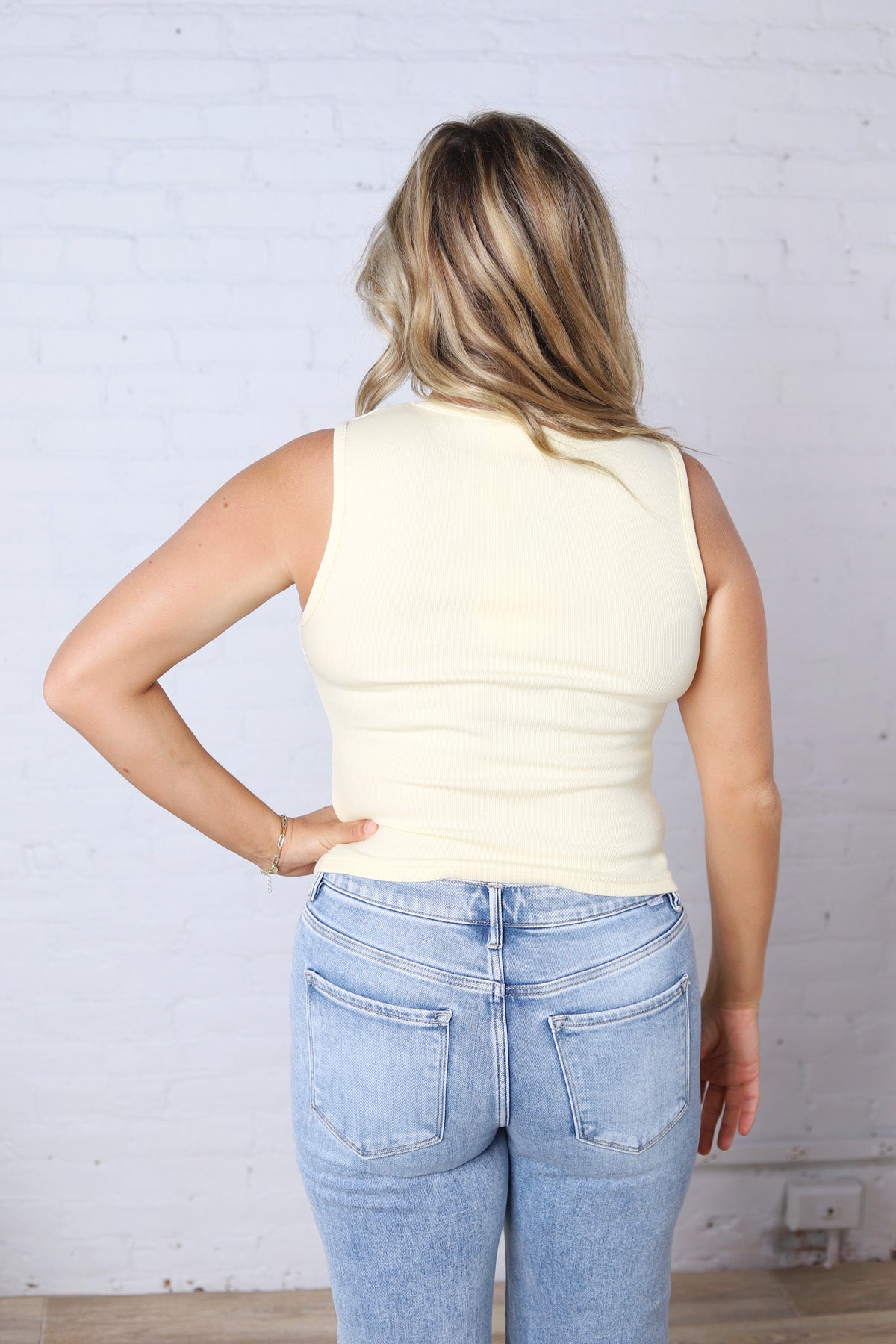 Kennedy "All American Babe" Sleeveless Top - Lt. Yellow FINAL SALE