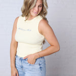 Kennedy "All American Babe" Sleeveless Top - Lt. Yellow FINAL SALE