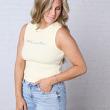 Kennedy "All American Babe" Sleeveless Top - Lt. Yellow FINAL SALE
