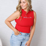 Kennedy "All American Babe" Sleeveless Top - Red FINAL SALE