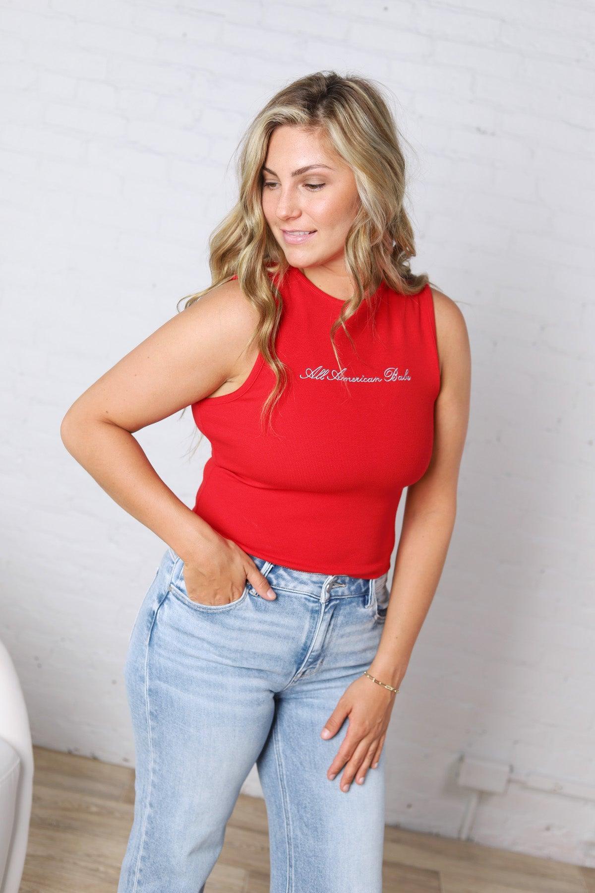 Kennedy "All American Babe" Sleeveless Top - Red FINAL SALE