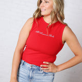 Kennedy "All American Babe" Sleeveless Top - Red FINAL SALE