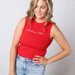 Kennedy "All American Babe" Sleeveless Top - Red FINAL SALE
