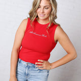 Kennedy "All American Babe" Sleeveless Top - Red FINAL SALE