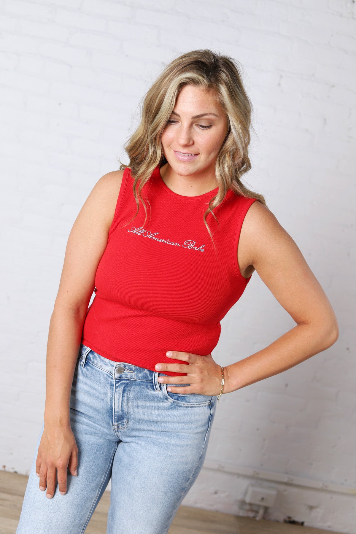 Kennedy "All American Babe" Sleeveless Top - Red FINAL SALE