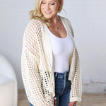 Kessia Crochet Fishnet Open Cardigan - Off White FINAL SALE