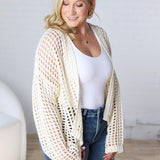 Kessia Crochet Fishnet Open Cardigan - Off White FINAL SALE