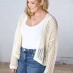 Kessia Crochet Fishnet Open Cardigan - Off White FINAL SALE