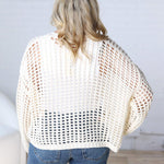 Kessia Crochet Fishnet Open Cardigan - Off White FINAL SALE