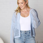 Kessia Crochet Fishnet Open Cardigan - Powder Blue FINAL SALE