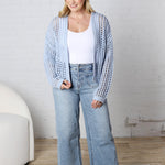Kessia Crochet Fishnet Open Cardigan - Powder Blue FINAL SALE