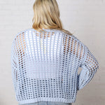 Kessia Crochet Fishnet Open Cardigan - Powder Blue FINAL SALE