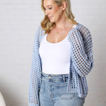 Kessia Crochet Fishnet Open Cardigan - Powder Blue FINAL SALE