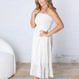 Kesslyn Smocked Top Floral Midi Dress - Sage FINAL SALE