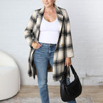 Kianna Plaid Button Long Coat