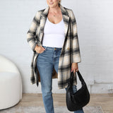 Kianna Plaid Button Long Coat