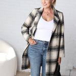 Kianna Plaid Button Long Coat