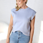 Kiera Sleeveless Crew Neck Sweater - Powder Blue