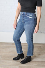 Kindall High Rise Slim Straight Ankle Jeans - Medium Wash
