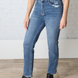 Kindall High Rise Slim Straight Ankle Jeans - Medium Wash