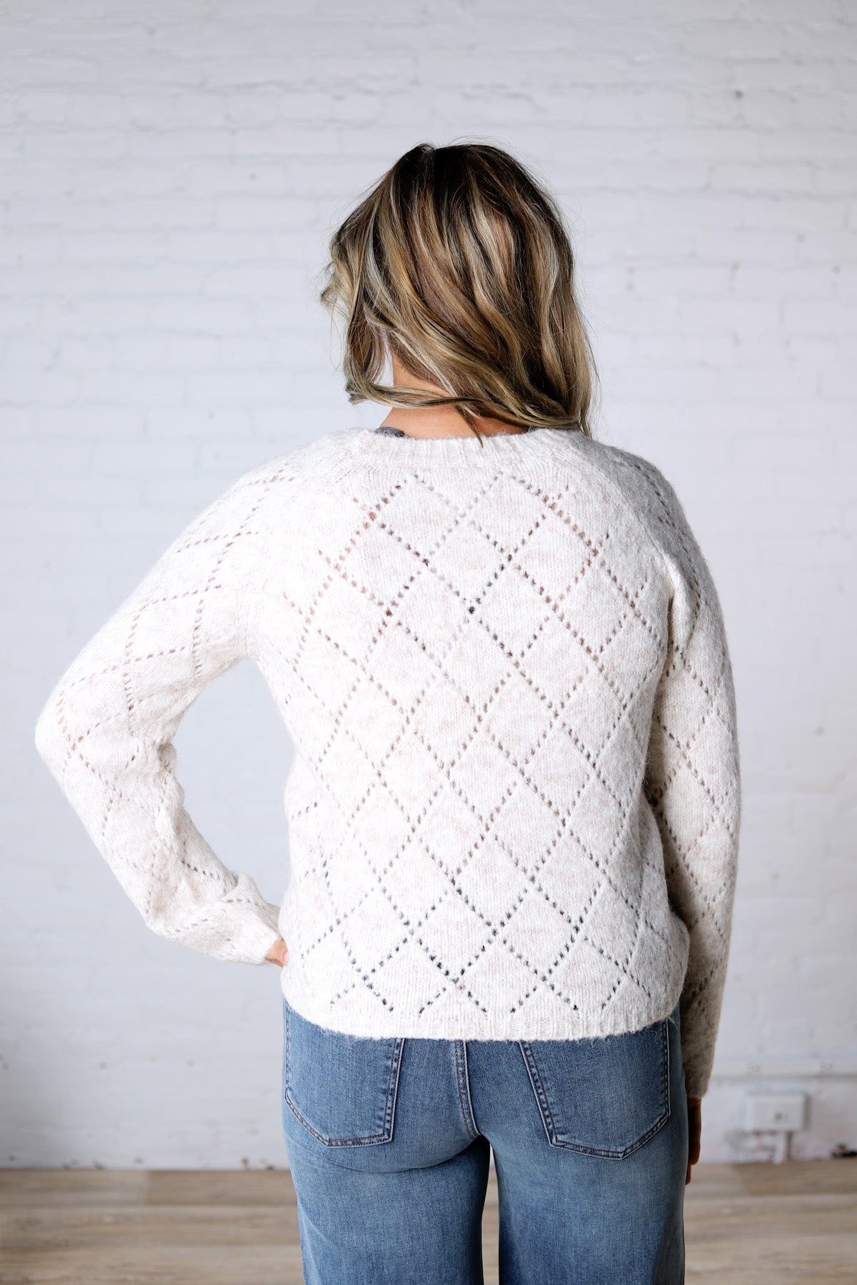 Kinslee Diamond Pointelle Sweater