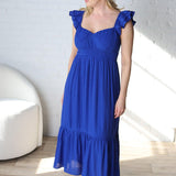Kinsleigh Empire Waist Midi Dress - Royal Blue